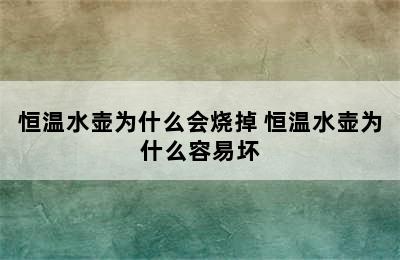 恒温水壶为什么会烧掉 恒温水壶为什么容易坏